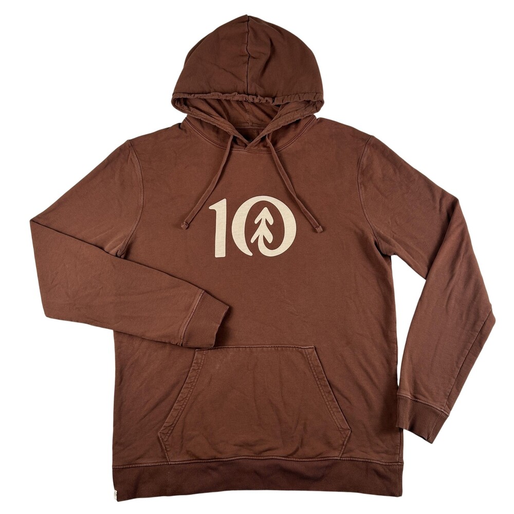 Tentree Hoodie Mens Large Brown Organic Cotton Pullover Sweatshirt Graphic Logo